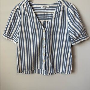 Madewell Blue & White striped Button-Up Blouse size XS